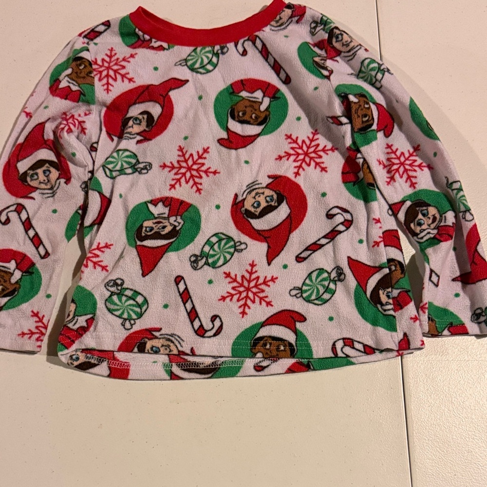 Kids Holiday Elf & Candy Print Pajama Set- Red & Green